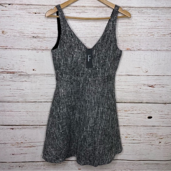 💛 bundle for $17- Classy Grey Boucle Skater Mini Dress - Picture 2 of 6